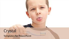  Presentation with parent child teen - Slide deck having dental hygiene education children - child don't like brushing his background and a coral colored foreground