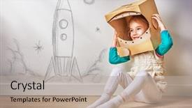  Presentation with costume - Amazing PPT theme having children - child is dressed backdrop and a mint green colored foreground