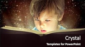  Presentation with magic book - Colorful PPT theme enhanced with children - child opened a magic book backdrop and a black colored foreground
