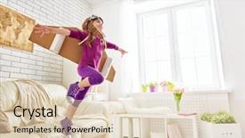  Presentation with dreams - Beautiful slides featuring children - child plays in an astronaut backdrop and a lemonade colored foreground