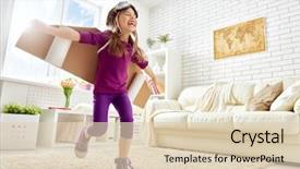  Presentation with dreams - Slide deck with children - child plays in an astronaut background and a lemonade colored foreground