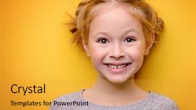  Presentation with childhood - PPT theme featuring children - close-up portrait of a cute background and a gold colored foreground