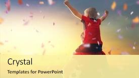  Presentation with children sport - Beautiful PPT theme featuring children - cute little child dreaming backdrop and a blonde colored foreground