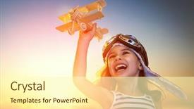  Presentation with flight - Colorful slide set enhanced with children - dreams of flight child playing backdrop and a cream colored foreground