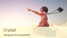  Presentation with suitcase - PPT layouts enhanced with children - dreams of travel child flying background and a cream colored foreground