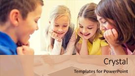  Presentation with elementary school technology - Colorful slides enhanced with children - education elementary school learning technology backdrop and a coral colored foreground