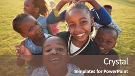  Presentation with high school - Beautiful slides featuring children - elementary school kids having fun backdrop and a tawny brown colored foreground