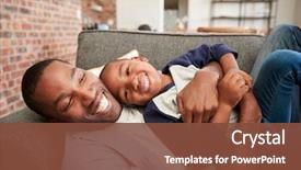  Presentation with father - Audience pleasing presentation design consisting of children - father and son cuddling backdrop and a tawny brown colored foreground