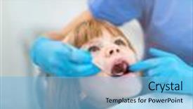  Presentation with dentist - PPT theme consisting of general - female dentist and child background and a light blue colored foreground