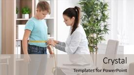  Presentation with female doctor - Cool new presentation theme with children - female doctor measuring waist backdrop and a light gray colored foreground