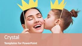  Presentation with daughter mother - Colorful presentation design enhanced with children - funny family on a background backdrop and a coral colored foreground