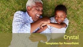  Presentation with play children - Amazing slides having children - grandfather and grandson play lying backdrop and a tawny brown colored foreground