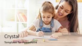  Presentation with woman child - Presentation enhanced with children - happy family mother and daughter background and a lemonade colored foreground