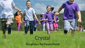  Presentation with happy kids - Cool new slide deck with children - happy kids group have fun backdrop and a tawny brown colored foreground