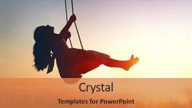  Presentation with swing - Colorful PPT theme enhanced with children - happy laughing child girl backdrop and a coral colored foreground