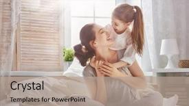  Presentation with daughter mother - Presentation theme having children - happy loving family mother background and a coral colored foreground