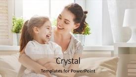  Presentation with mother child - Slide set having children - happy loving family mother background and a coral colored foreground