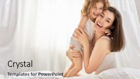  Presentation with mother child - Slides with children - happy mother holding her child background and a lemonade colored foreground