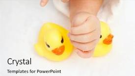  Presentation with baby chicks ducks and blocks - Slide deck enhanced with afeects children - infant baby's hand and toy background and a  colored foreground