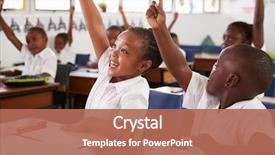  Presentation with school elementary - Presentation with children - kids raising hands during elementary background and a coral colored foreground