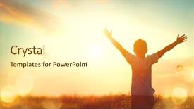 Presentation with happy life - PPT layouts having children - little boy raising hands background and a cream colored foreground