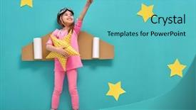  Presentation with spaceman - Cool new PPT theme with children - little child girl backdrop and a teal colored foreground