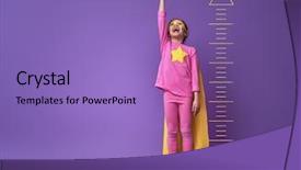  Presentation with purple wall - Presentation theme with children - little child is playing superhero background and a light blue colored foreground