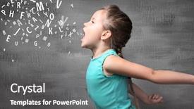  Presentation with children therapy - Colorful PPT layouts enhanced with children - little girl and letters backdrop and a dark gray colored foreground