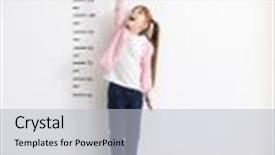  Presentation with height - Presentation theme with development - little girl measuring height near background and a light gray colored foreground