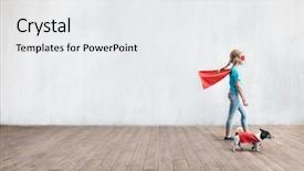  Presentation with hero - Amazing slide deck having children - little hero with a dog backdrop and a white colored foreground