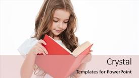  Presentation with girl reading - Slides having children - lovely little girl standing background and a lemonade colored foreground