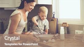  Presentation with mothers day - Presentation design featuring children - mom with her 2 years background and a coral colored foreground