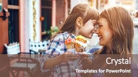  Presentation with mom - Slide set having children - mom with her 6 years background and a tawny brown colored foreground