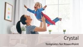  Presentation with costume - PPT theme consisting of children - mother and her child playing background and a lemonade colored foreground