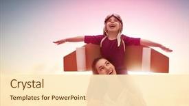  Presentation with spaceman - Amazing PPT theme having children - mother and her child playing backdrop and a cream colored foreground