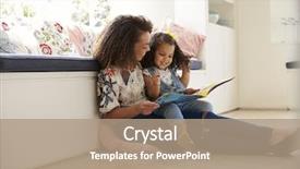  Presentation with daughter mother - Slide deck with children - mother sitting on the floor background and a coral colored foreground