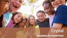  Presentation with ethnic group - Amazing PPT theme having children - multi-ethnic group of schoolchildren laughing backdrop and a red colored foreground
