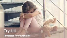  Presentation with sad - Amazing slide deck having children - sad little girl sitting backdrop and a coral colored foreground
