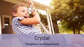  Presentation with playground - Presentation theme with children - smiling boy swinging background and a light blue colored foreground