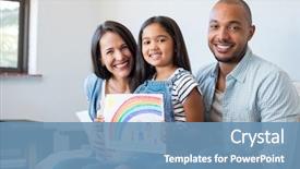  Presentation with children painting - Theme enhanced with children - smiling daughter showing painting background and a teal colored foreground