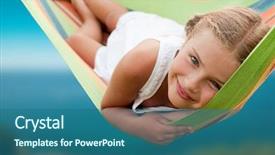  Presentation with vacation - Presentation design with children - summer vacation - lovely girl background and a ocean colored foreground
