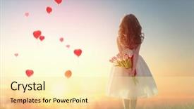  Presentation with heart flowers - Beautiful PPT layouts featuring children - sweet child girl looking backdrop and a blonde colored foreground