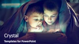  Presentation with dark night - Presentation having children - two kids using tablet pc background and a navy blue colored foreground
