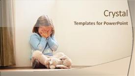  Presentation with corner - Theme with children - unhappy child sitting on floor background and a cream colored foreground