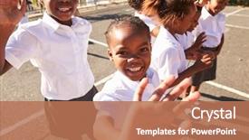  Presentation with african children - Colorful slides enhanced with children - young african schoolgirls backdrop and a coral colored foreground