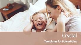  Presentation with young children playing - Presentation theme having children - young mother with her 6 background and a coral colored foreground