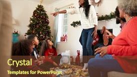  Presentation with celebrate - Cool new presentation design with 3 act - multi generation family playing game backdrop and a tawny brown colored foreground