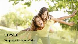  Presentation with daughter mother - Amazing slide deck having children active - mother and daughter playing backdrop and a yellow colored foreground