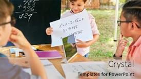  Presentation with summer school - Slides with children-add-up-in-tuition background and a coral colored foreground