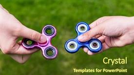  Presentation with hand cute dolls and toy - PPT layouts with children adhd - kid hands with popular toy background and a tawny brown colored foreground